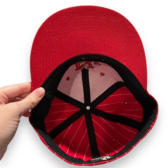 New York Yankees Steps Baseball Pro Modal Fitted Hat Mens Medium Red Striped - Picture 7 of 9